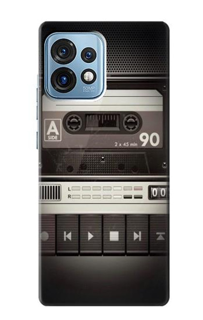 W3501 Vintage Cassette Player Hülle Schutzhülle Taschen und Leder Flip für Motorola Edge+ (2023), X40, X40 Pro, Edge 40 Pro