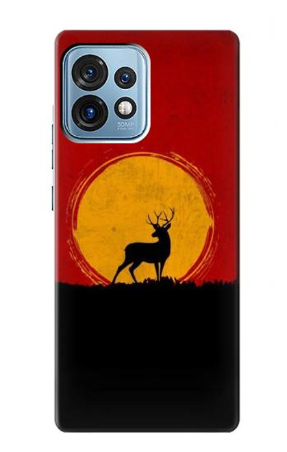 W3513 Deer Sunset Hülle Schutzhülle Taschen und Leder Flip für Motorola Edge+ (2023), X40, X40 Pro, Edge 40 Pro