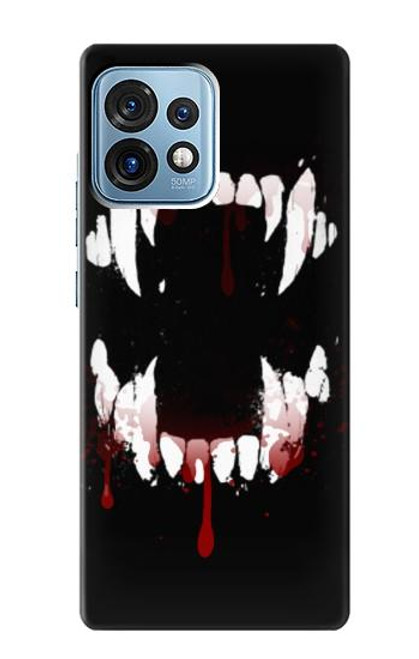 W3527 Vampire Teeth Bloodstain Hülle Schutzhülle Taschen und Leder Flip für Motorola Edge+ (2023), X40, X40 Pro, Edge 40 Pro