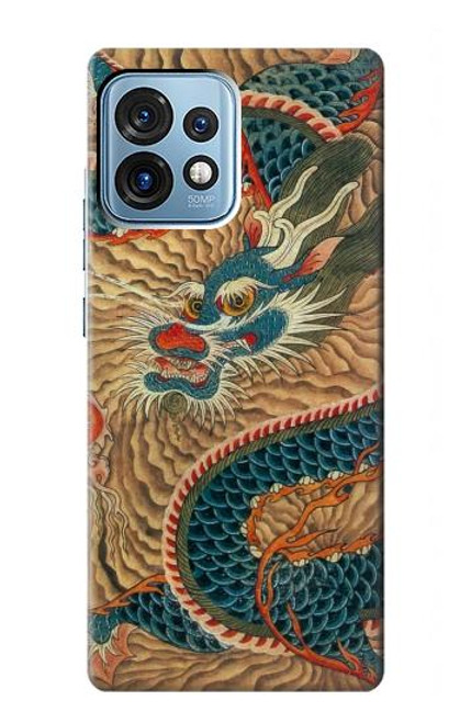 W3541 Dragon Cloud Painting Hülle Schutzhülle Taschen und Leder Flip für Motorola Edge+ (2023), X40, X40 Pro, Edge 40 Pro