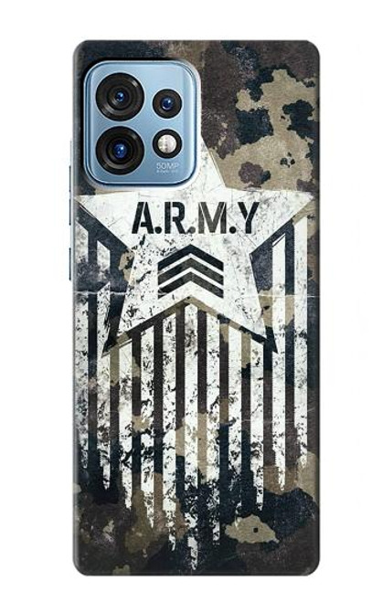 W3666 Army Camo Camouflage Hülle Schutzhülle Taschen und Leder Flip für Motorola Edge+ (2023), X40, X40 Pro, Edge 40 Pro