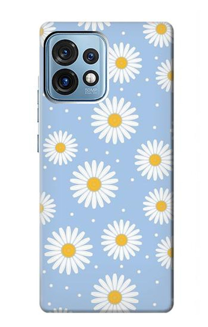 W3681 Daisy Flowers Pattern Hülle Schutzhülle Taschen und Leder Flip für Motorola Edge+ (2023), X40, X40 Pro, Edge 40 Pro