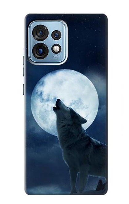 W3693 Grim White Wolf Full Moon Hülle Schutzhülle Taschen und Leder Flip für Motorola Edge+ (2023), X40, X40 Pro, Edge 40 Pro
