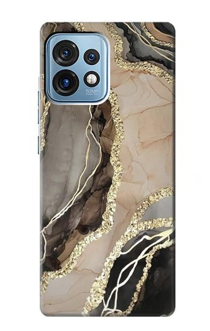 W3700 Marble Gold Graphic Printed Hülle Schutzhülle Taschen und Leder Flip für Motorola Edge+ (2023), X40, X40 Pro, Edge 40 Pro