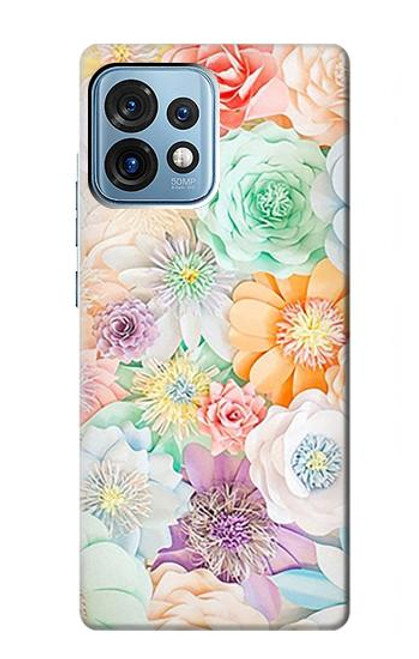 W3705 Pastel Floral Flower Hülle Schutzhülle Taschen und Leder Flip für Motorola Edge+ (2023), X40, X40 Pro, Edge 40 Pro