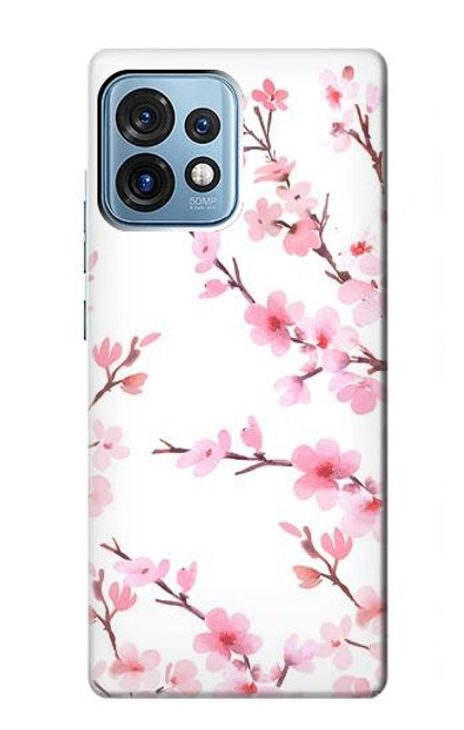 W3707 Pink Cherry Blossom Spring Flower Hülle Schutzhülle Taschen und Leder Flip für Motorola Edge+ (2023), X40, X40 Pro, Edge 40 Pro