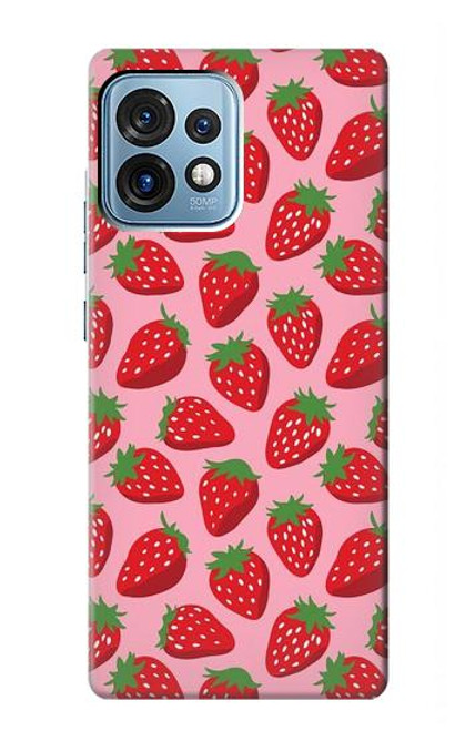 W3719 Strawberry Pattern Hülle Schutzhülle Taschen und Leder Flip für Motorola Edge+ (2023), X40, X40 Pro, Edge 40 Pro