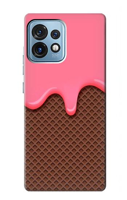 W3754 Strawberry Ice Cream Cone Hülle Schutzhülle Taschen und Leder Flip für Motorola Edge+ (2023), X40, X40 Pro, Edge 40 Pro