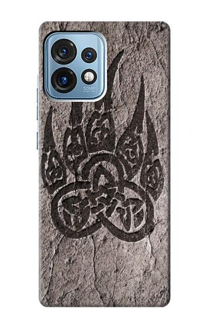 W3832 Viking Norse Bear Paw Berserkers Rock Hülle Schutzhülle Taschen und Leder Flip für Motorola Edge+ (2023), X40, X40 Pro, Edge 40 Pro