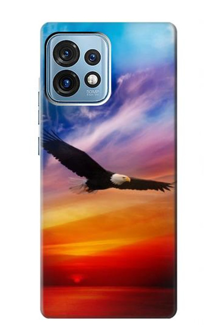W3841 Bald Eagle Flying Colorful Sky Hülle Schutzhülle Taschen und Leder Flip für Motorola Edge+ (2023), X40, X40 Pro, Edge 40 Pro