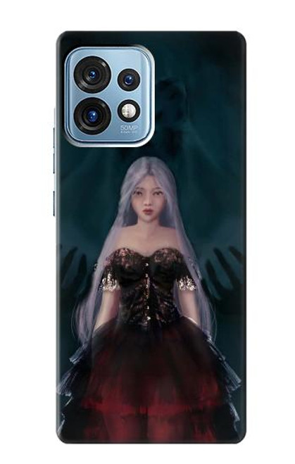 W3847 Lilith Devil Bride Gothic Girl Skull Grim Reaper Hülle Schutzhülle Taschen und Leder Flip für Motorola Edge+ (2023), X40, X40 Pro, Edge 40 Pro