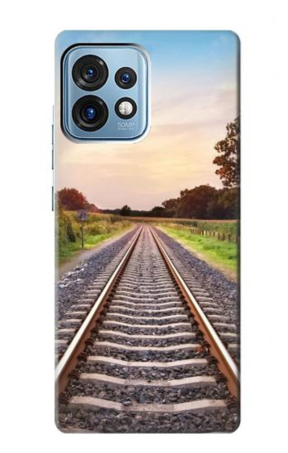 W3866 Railway Straight Train Track Hülle Schutzhülle Taschen und Leder Flip für Motorola Edge+ (2023), X40, X40 Pro, Edge 40 Pro