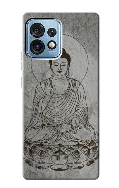 W3873 Buddha Line Art Hülle Schutzhülle Taschen und Leder Flip für Motorola Edge+ (2023), X40, X40 Pro, Edge 40 Pro