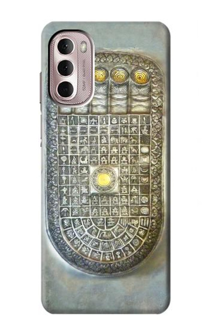 W1484 Buddha Footprint Hülle Schutzhülle Taschen und Leder Flip für Motorola Moto G Stylus 4G (2022)
