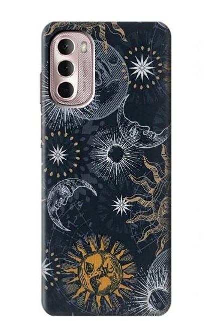 W3702 Moon and Sun Hülle Schutzhülle Taschen und Leder Flip für Motorola Moto G Stylus 4G (2022)