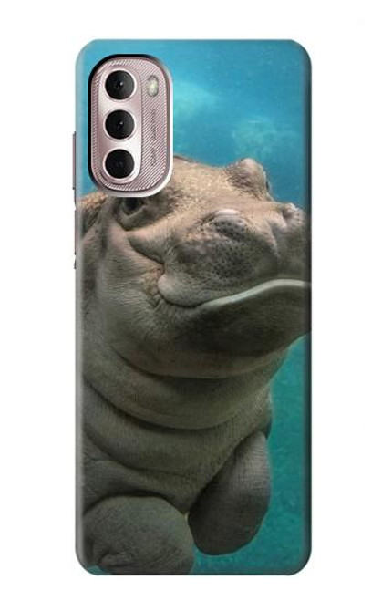 W3871 Cute Baby Hippo Hippopotamus Hülle Schutzhülle Taschen und Leder Flip für Motorola Moto G Stylus 4G (2022)