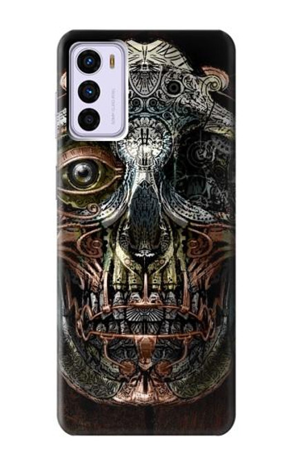 W1685 Steampunk Skull Head Hülle Schutzhülle Taschen und Leder Flip für Motorola Moto G42