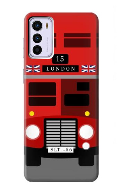 W2058 England British Double Decker Bus Hülle Schutzhülle Taschen und Leder Flip für Motorola Moto G42