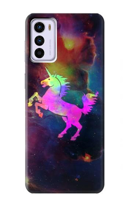 W2486 Rainbow Unicorn Nebula Space Hülle Schutzhülle Taschen und Leder Flip für Motorola Moto G42