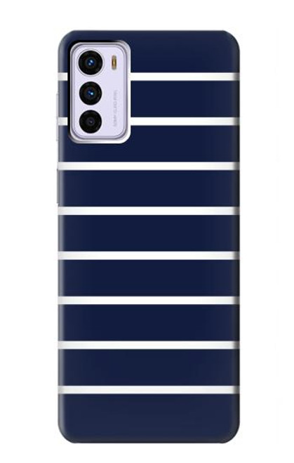 W2767 Navy White Striped Hülle Schutzhülle Taschen und Leder Flip für Motorola Moto G42