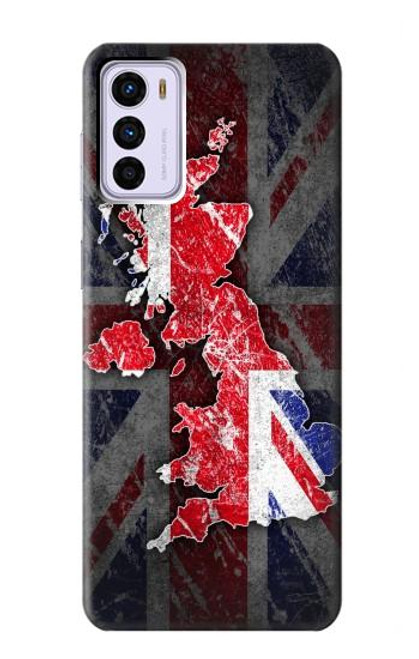 W2936 UK British Flag Map Hülle Schutzhülle Taschen und Leder Flip für Motorola Moto G42