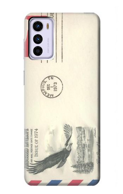 W3551 Vintage Airmail Envelope Art Hülle Schutzhülle Taschen und Leder Flip für Motorola Moto G42