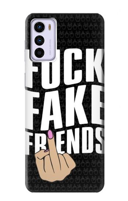 W3598 Middle Finger Fuck Fake Friend Hülle Schutzhülle Taschen und Leder Flip für Motorola Moto G42