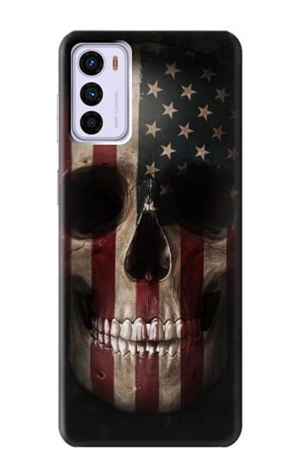 W3850 American Flag Skull Hülle Schutzhülle Taschen und Leder Flip für Motorola Moto G42