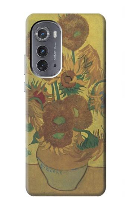 W0214 Van Gogh Vase Fifteen Sunflowers Hülle Schutzhülle Taschen und Leder Flip für Motorola Edge (2022)