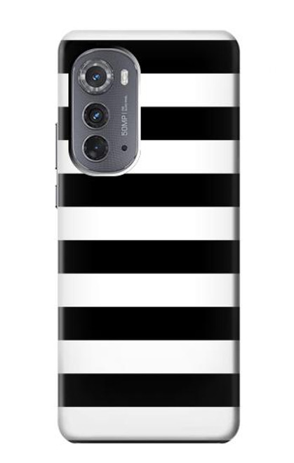 W1596 Black and White Striped Hülle Schutzhülle Taschen und Leder Flip für Motorola Edge (2022)