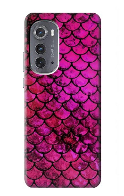 W3051 Pink Mermaid Fish Scale Hülle Schutzhülle Taschen und Leder Flip für Motorola Edge (2022)