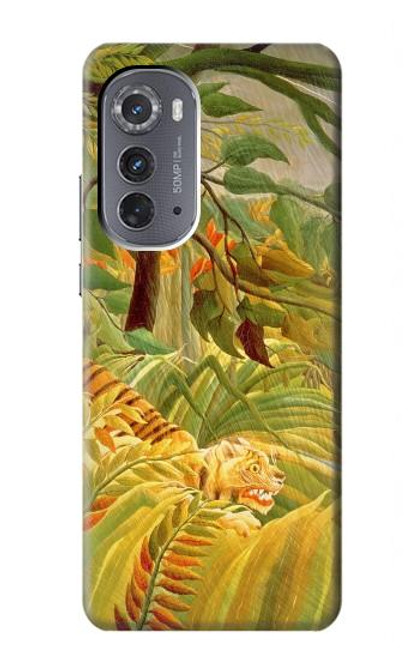 W3344 Henri Rousseau Tiger in a Tropical Storm Hülle Schutzhülle Taschen und Leder Flip für Motorola Edge (2022)