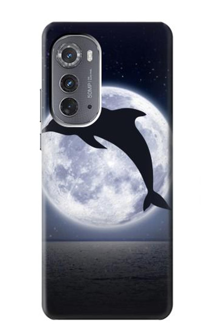 W3510 Dolphin Moon Night Hülle Schutzhülle Taschen und Leder Flip für Motorola Edge (2022)