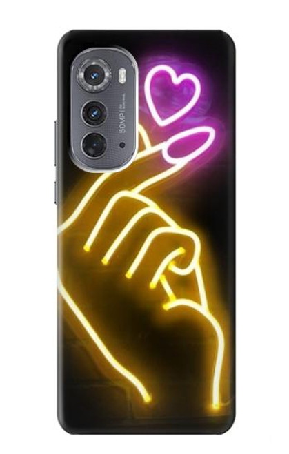 W3512 Cute Mini Heart Neon Graphic Hülle Schutzhülle Taschen und Leder Flip für Motorola Edge (2022)