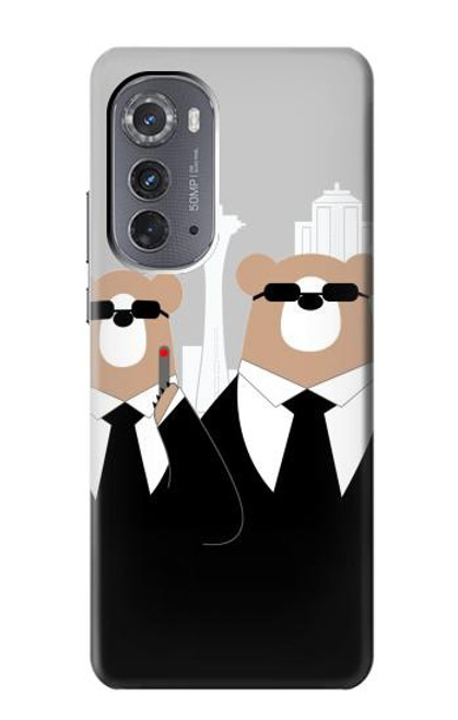 W3557 Bear in Black Suit Hülle Schutzhülle Taschen und Leder Flip für Motorola Edge (2022)