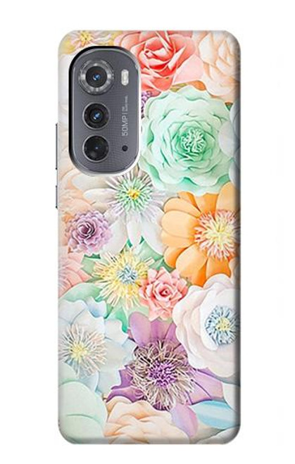 W3705 Pastel Floral Flower Hülle Schutzhülle Taschen und Leder Flip für Motorola Edge (2022)