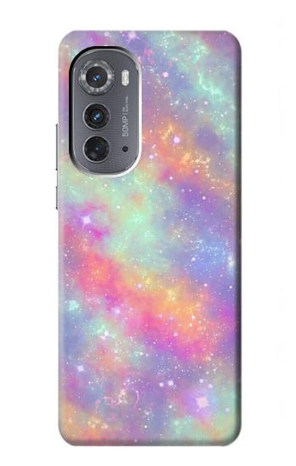 W3706 Pastel Rainbow Galaxy Pink Sky Hülle Schutzhülle Taschen und Leder Flip für Motorola Edge (2022)
