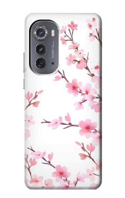 W3707 Pink Cherry Blossom Spring Flower Hülle Schutzhülle Taschen und Leder Flip für Motorola Edge (2022)
