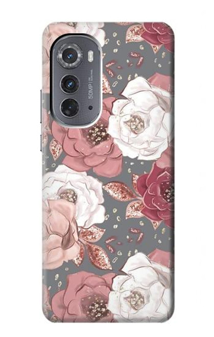 W3716 Rose Floral Pattern Hülle Schutzhülle Taschen und Leder Flip für Motorola Edge (2022)