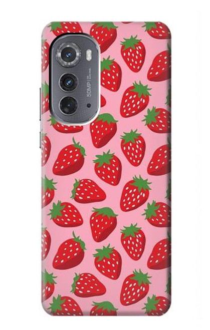 W3719 Strawberry Pattern Hülle Schutzhülle Taschen und Leder Flip für Motorola Edge (2022)