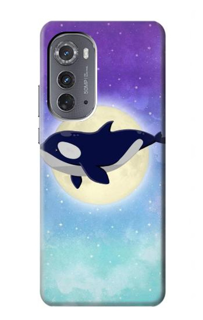 W3807 Killer Whale Orca Moon Pastel Fantasy Hülle Schutzhülle Taschen und Leder Flip für Motorola Edge (2022)