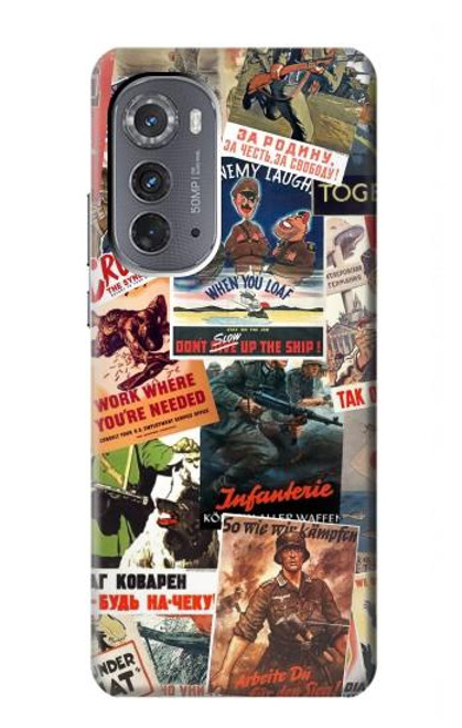 W3905 Vintage Army Poster Hülle Schutzhülle Taschen und Leder Flip für Motorola Edge (2022)