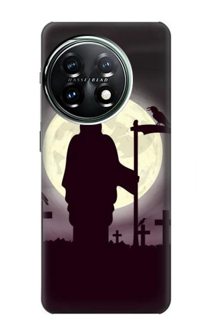 W3262 Grim Reaper Night Moon Cemetery Hülle Schutzhülle Taschen und Leder Flip für OnePlus 11