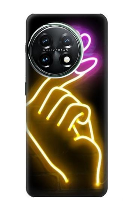 W3512 Cute Mini Heart Neon Graphic Hülle Schutzhülle Taschen und Leder Flip für OnePlus 11