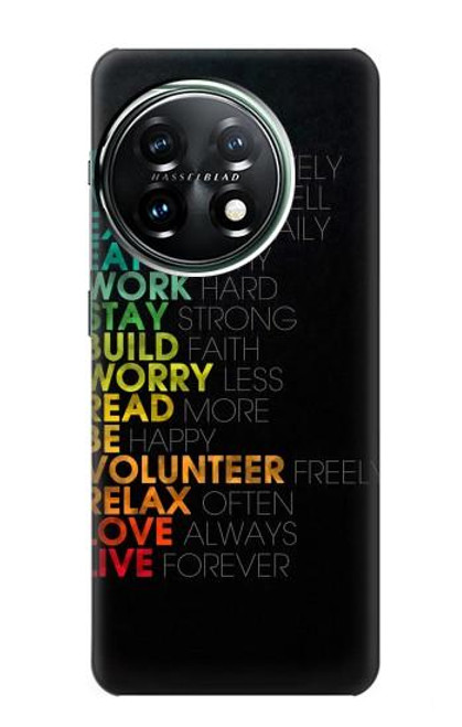W3523 Think Positive Words Quotes Hülle Schutzhülle Taschen und Leder Flip für OnePlus 11