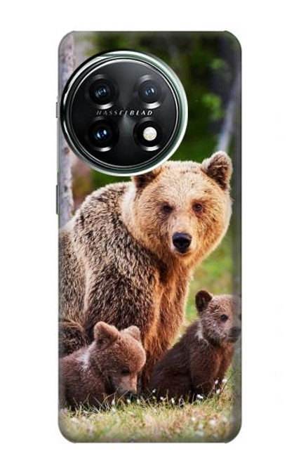 W3558 Bear Family Hülle Schutzhülle Taschen und Leder Flip für OnePlus 11