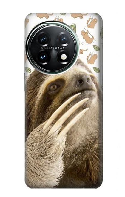 W3559 Sloth Pattern Hülle Schutzhülle Taschen und Leder Flip für OnePlus 11
