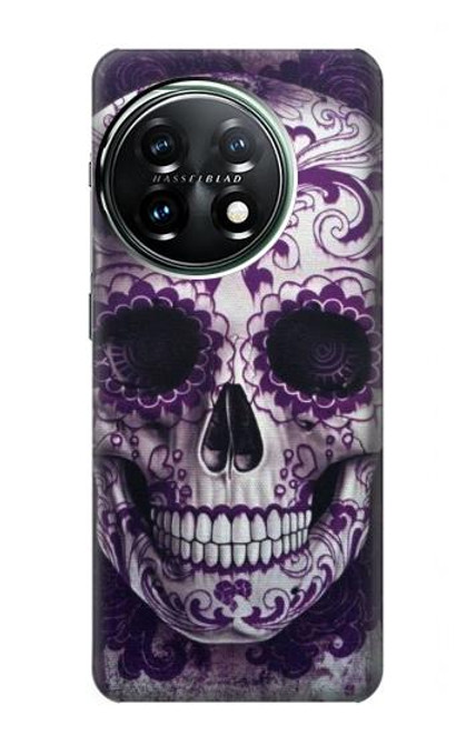 W3582 Purple Sugar Skull Hülle Schutzhülle Taschen und Leder Flip für OnePlus 11