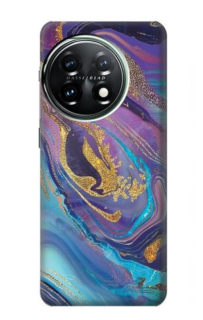 W3676 Colorful Abstract Marble Stone Hülle Schutzhülle Taschen und Leder Flip für OnePlus 11