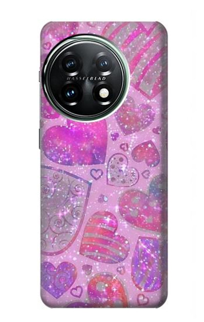 W3710 Pink Love Heart Hülle Schutzhülle Taschen und Leder Flip für OnePlus 11